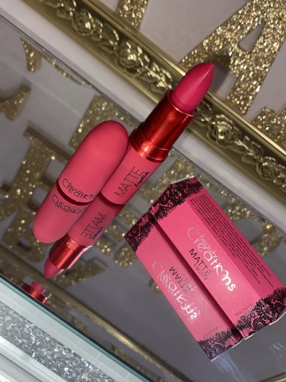 Beauty Creations Red Lipstick with Gold Accents #2